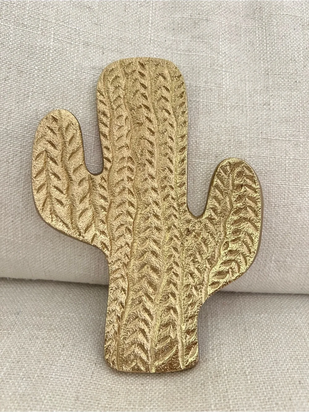 Brass Gold-Look Cactus Trinket Tray | Decorative Home Accent